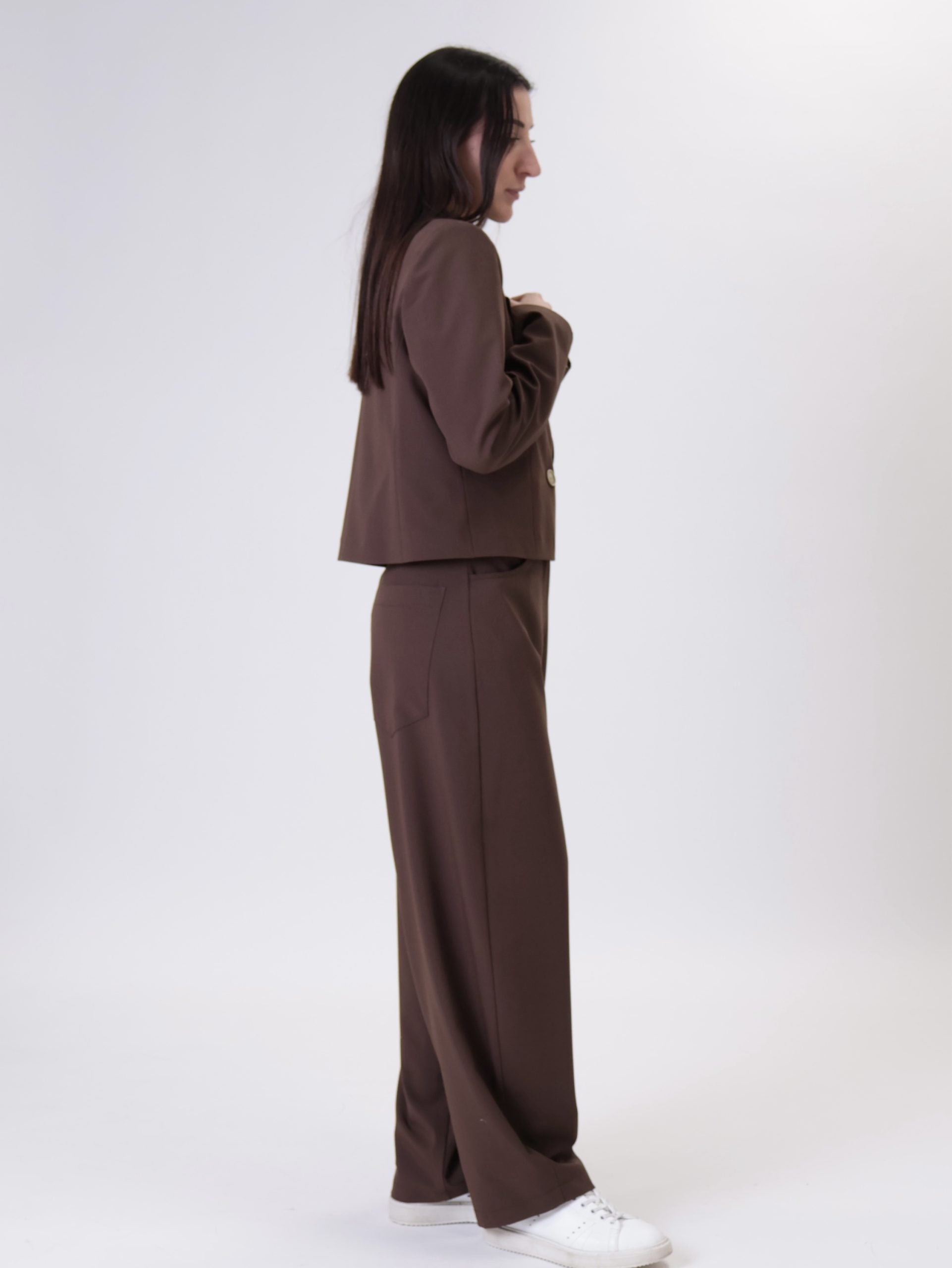 New dark brown cropped jacket