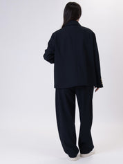 Navy blue double-breasted new jacket