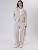 Nova crop jacket beige