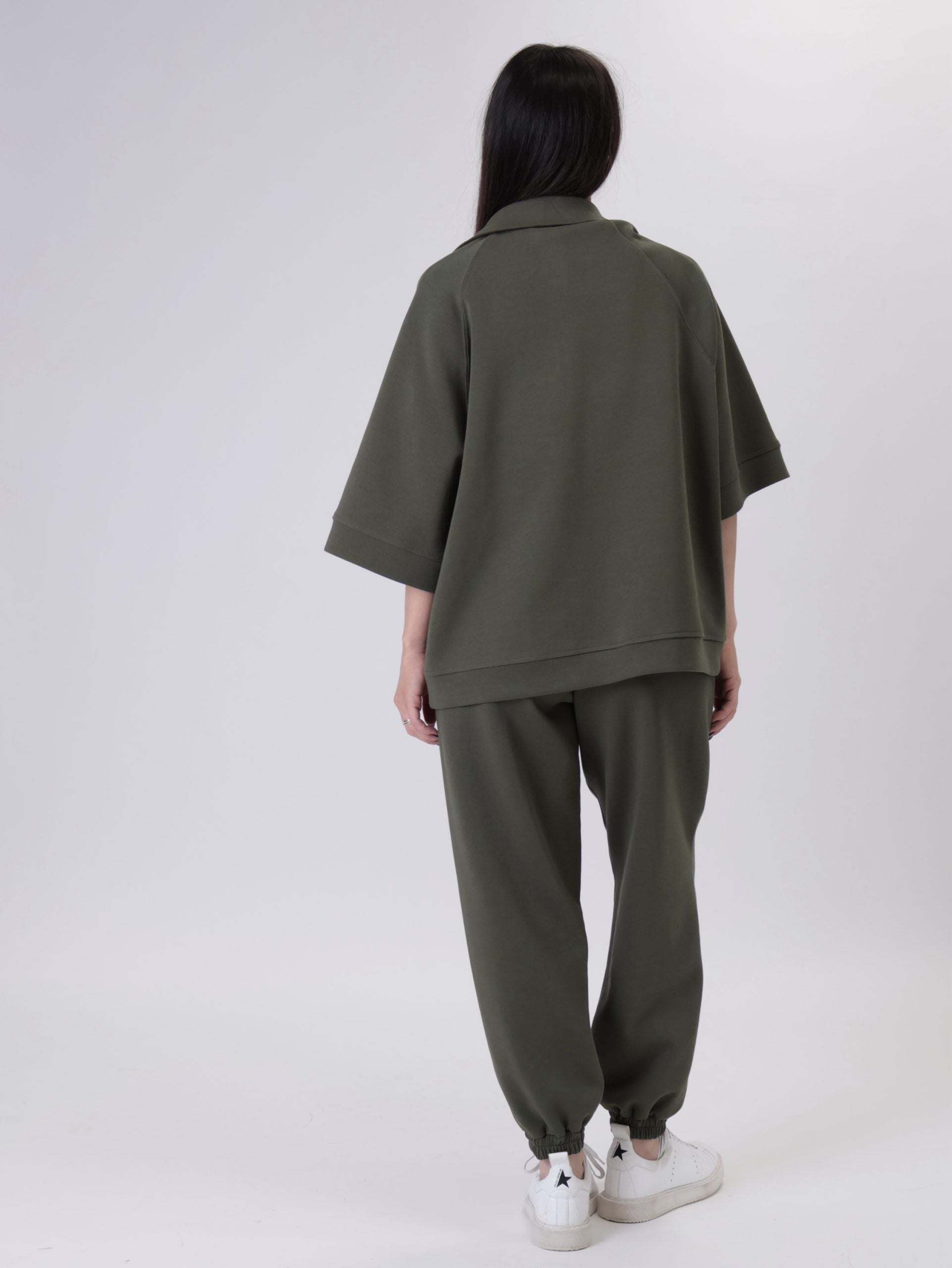 Giulia trousers with cuffed hem - forest green