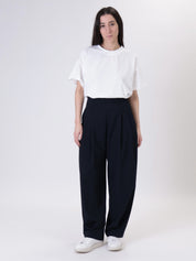 Dark blue pleated trousers