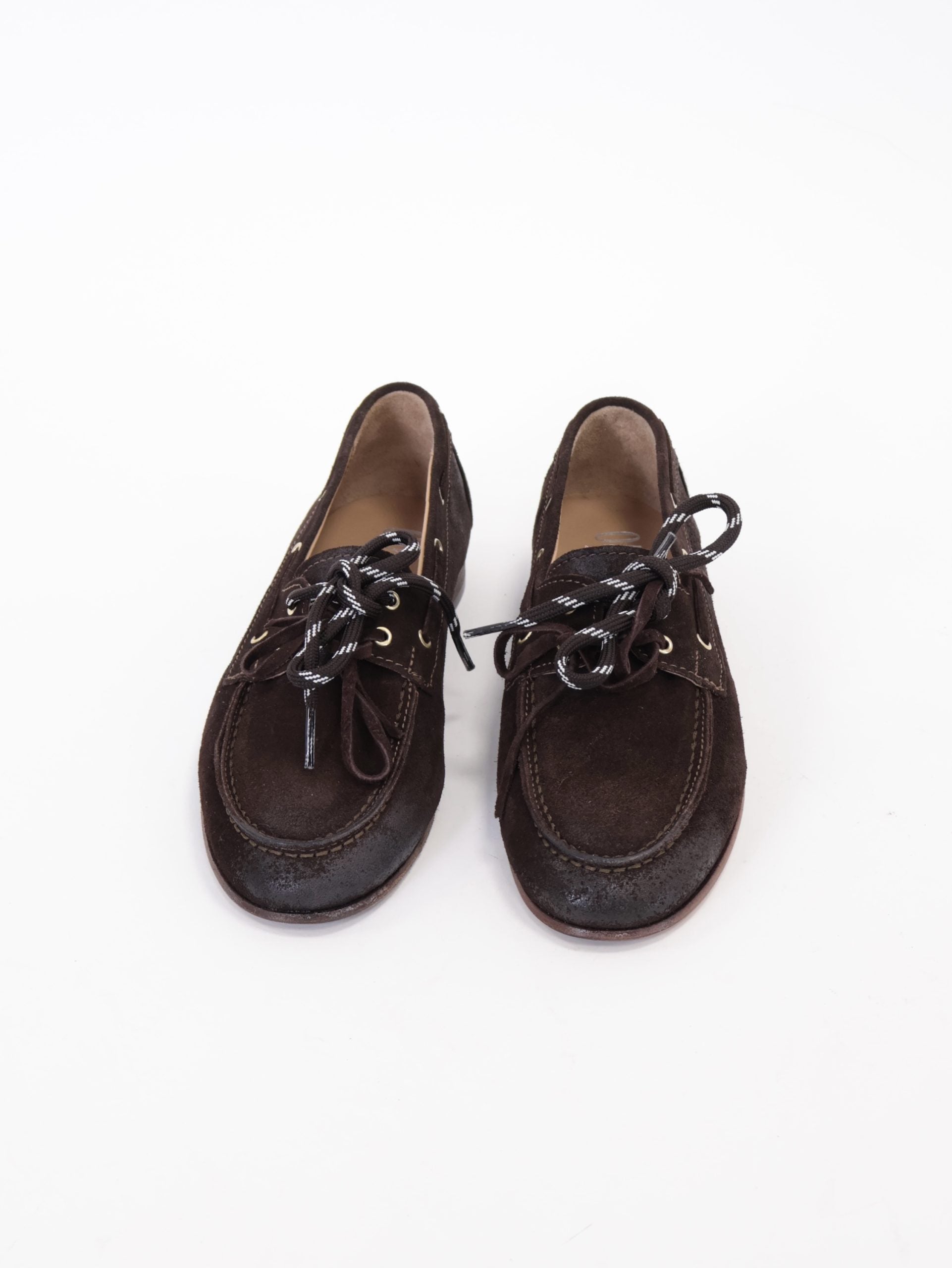 Dark brown heel boat loafer