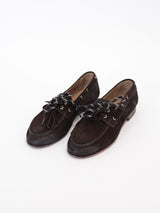 Dark brown heel boat loafer