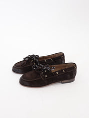 Dark brown heel boat loafer