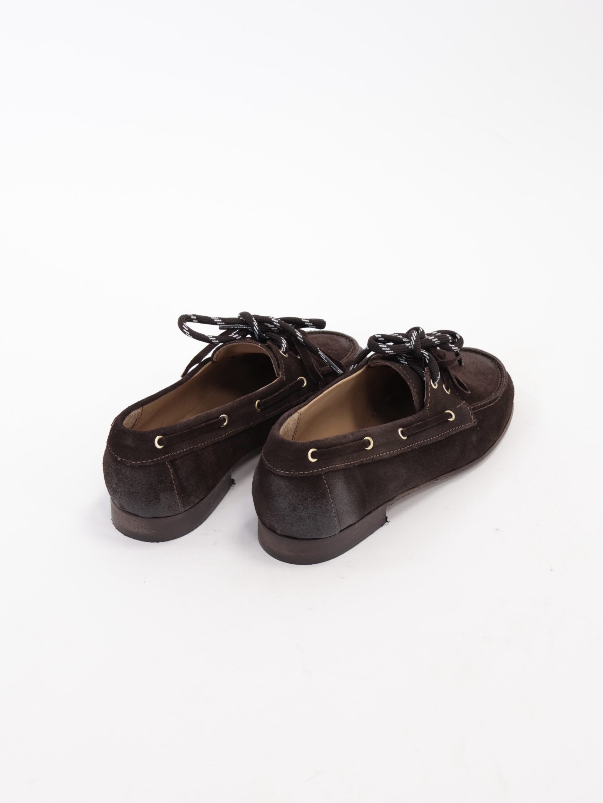 Dark brown heel boat loafer