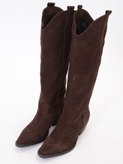 Dark brown suede tall Texan