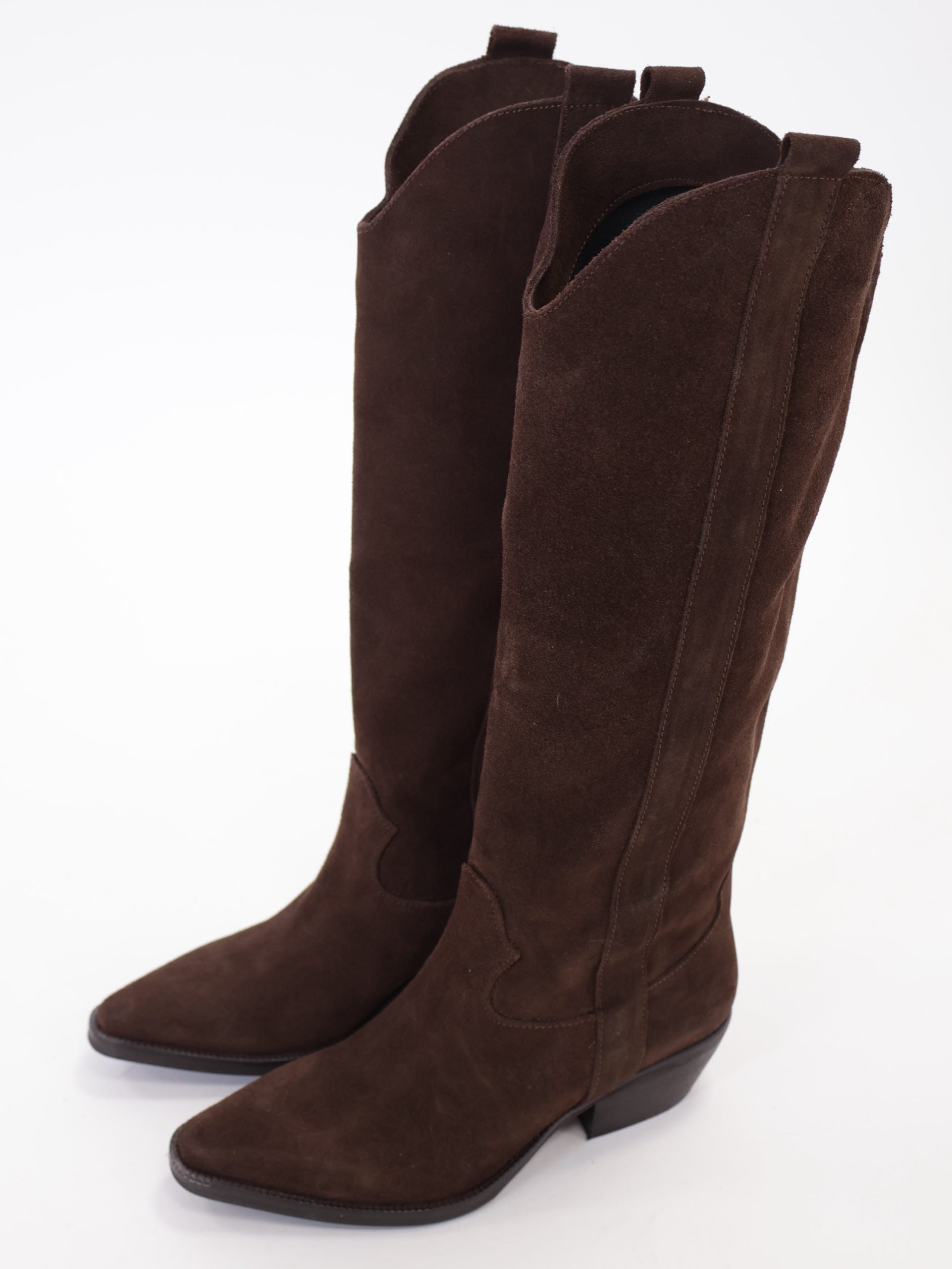 Dark brown suede tall Texan