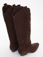 Dark brown suede tall Texan