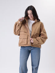 Bomber scamosciato tasche tabacco