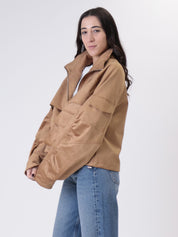 Bomber scamosciato tasche tabacco