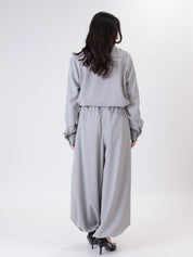 Grey elastic balloon trousers