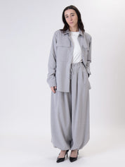 Grey elastic balloon trousers