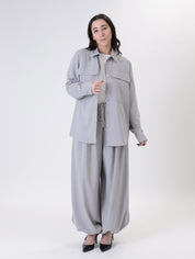 Grey elastic balloon trousers