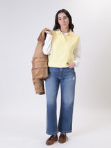 Polo smanicata cotone giallo