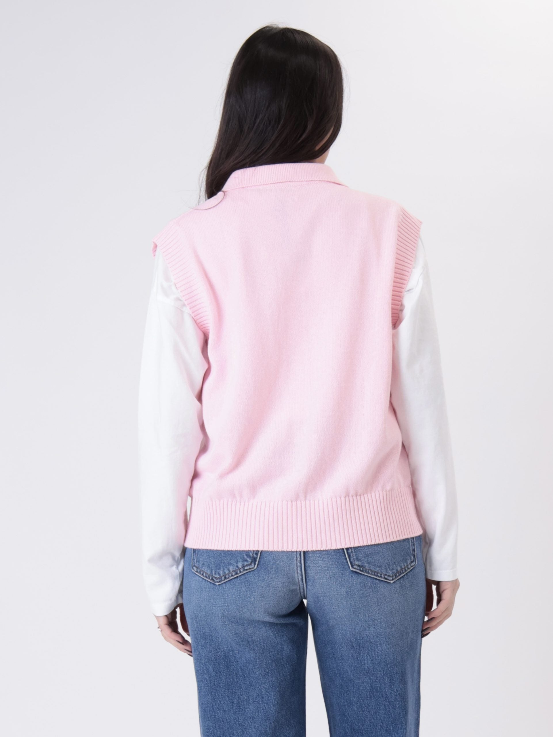 Polo smanicata cotone rosa