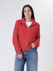 Cardigan zip rosso