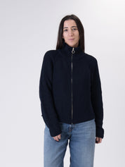 Cardigan zip blu