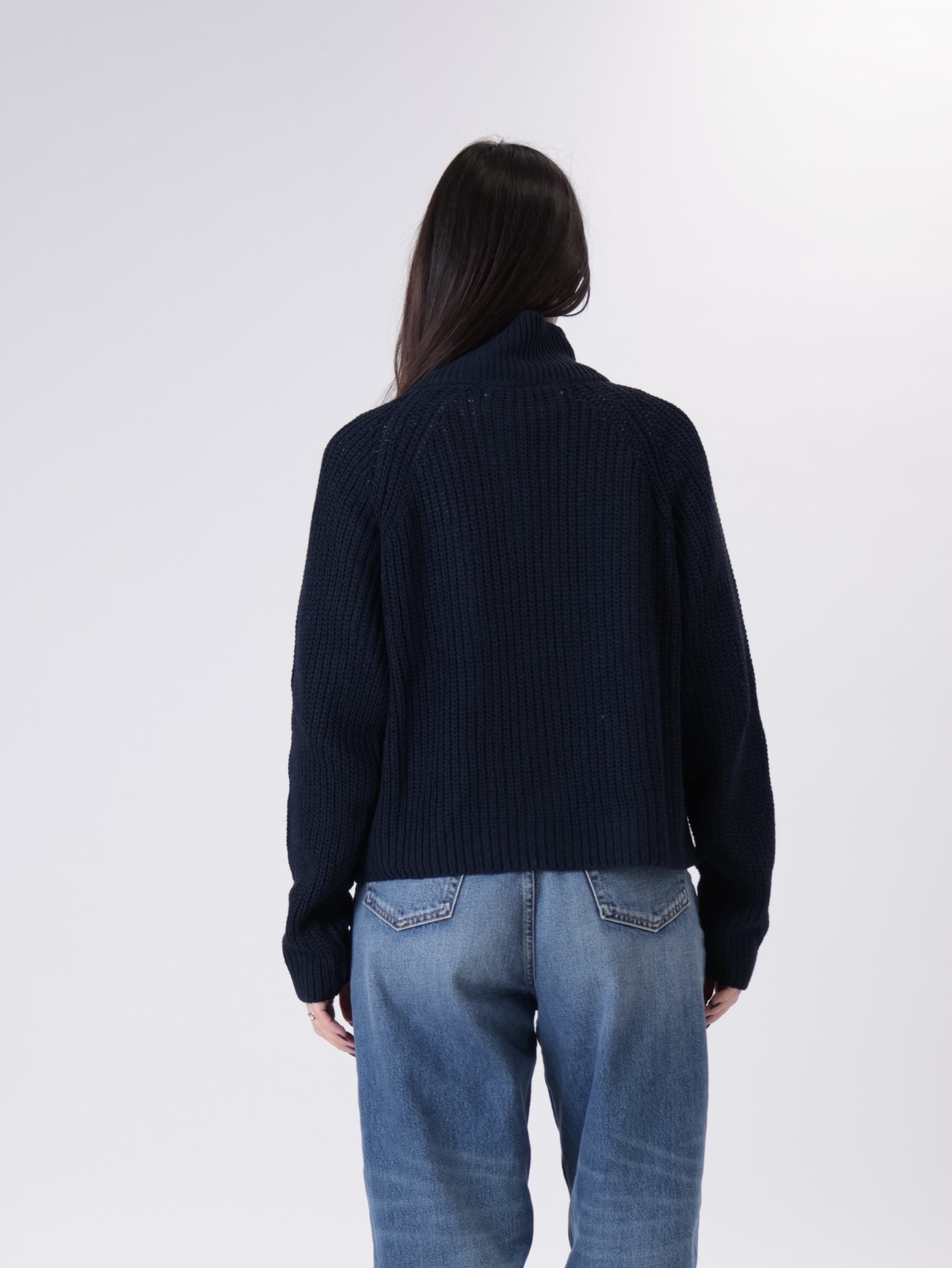 Cardigan zip blu
