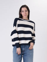 Striped navy/cream pullover