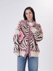 Cardigan fantasia zebra fuxia