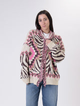 Cardigan fantasia zebra fuxia