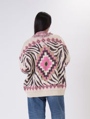 Cardigan fantasia zebra fuxia