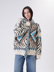 Cardigan fantasia zebra blu