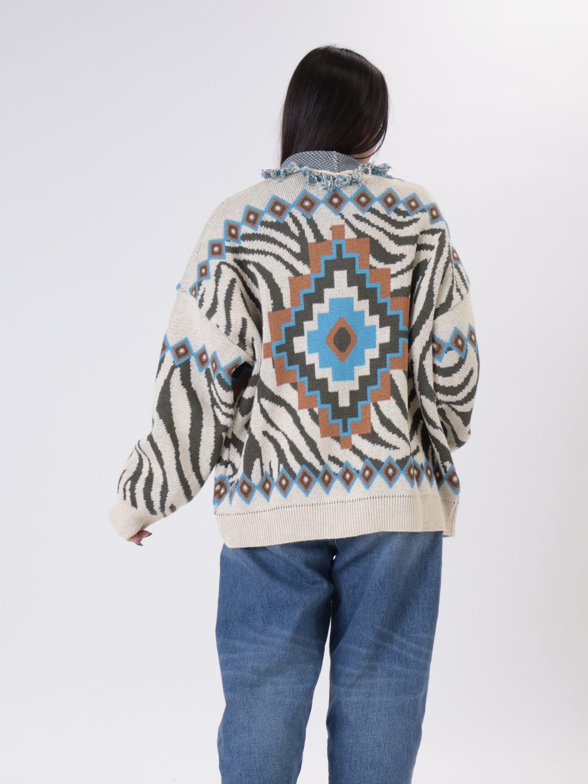 Cardigan fantasia zebra blu