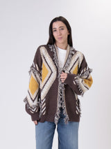 Cardigan fantasia rombi giallo/moro