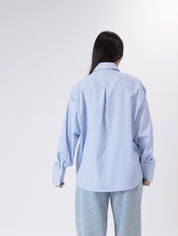 Sky blue striped pocket shirt