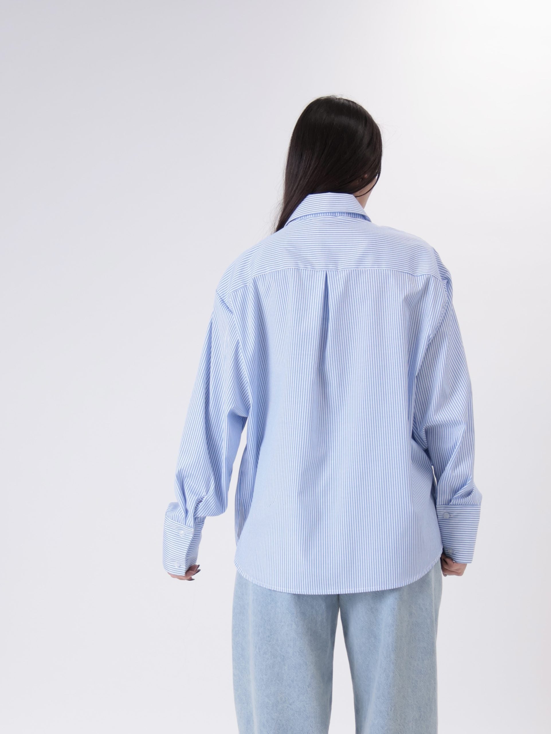 Sky blue striped pocket shirt