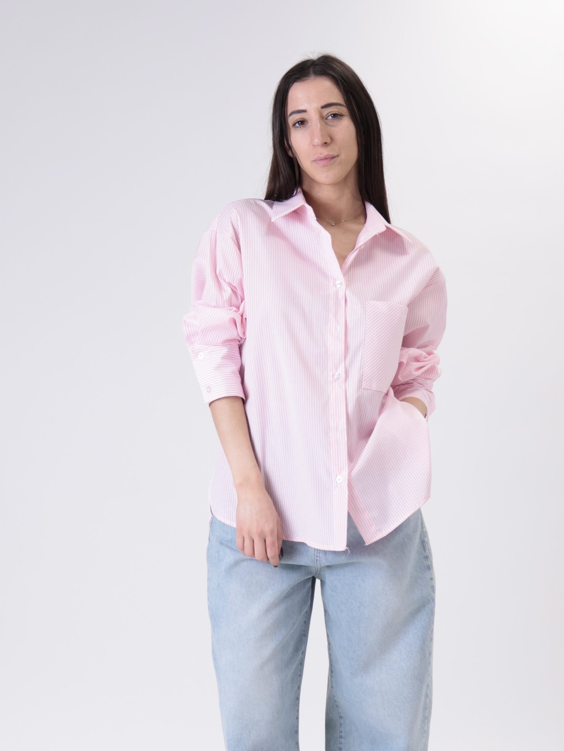 Pink striped pocket shirt