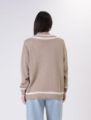 Maglia scollo V corda/burro