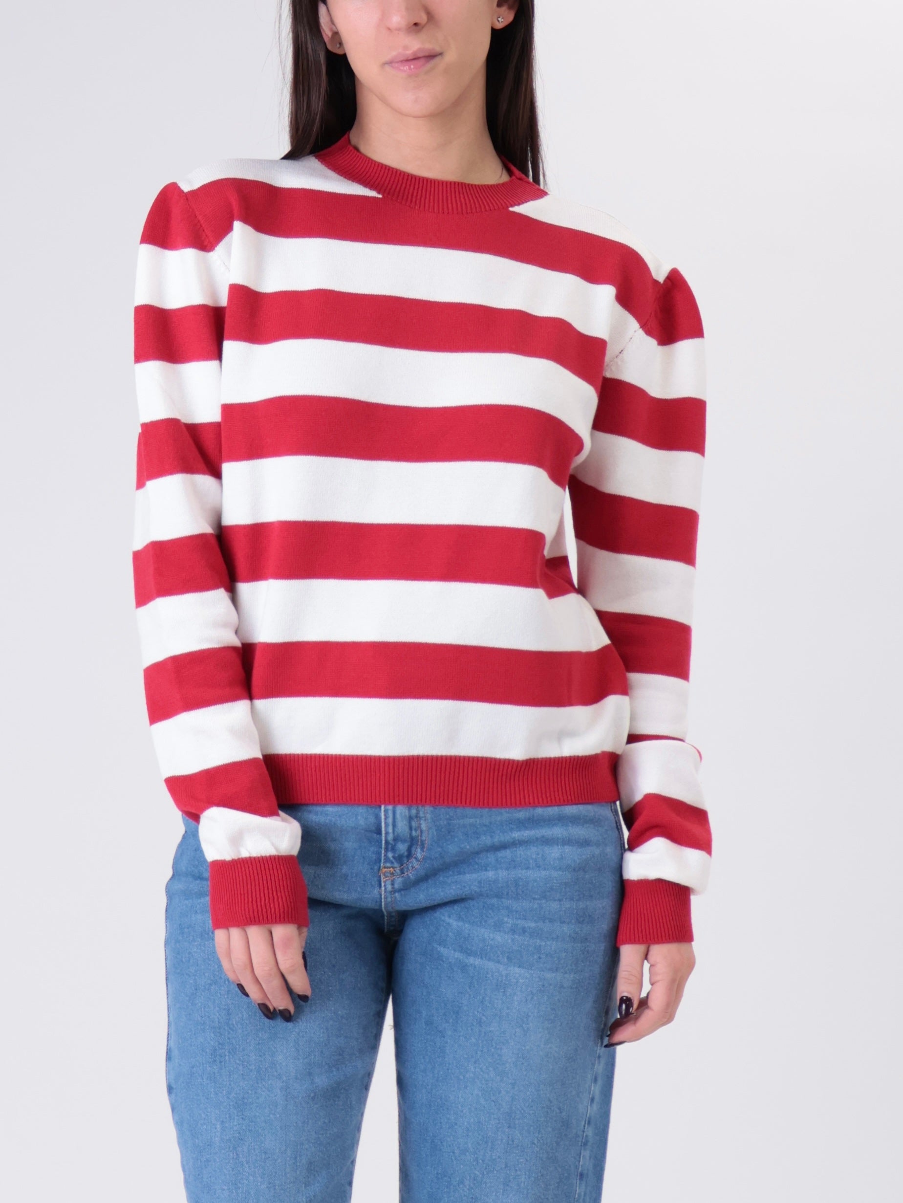 Red/white stripe crew neck