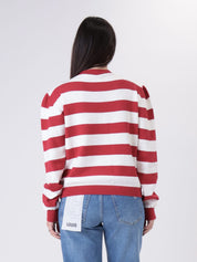 Red/white stripe crew neck