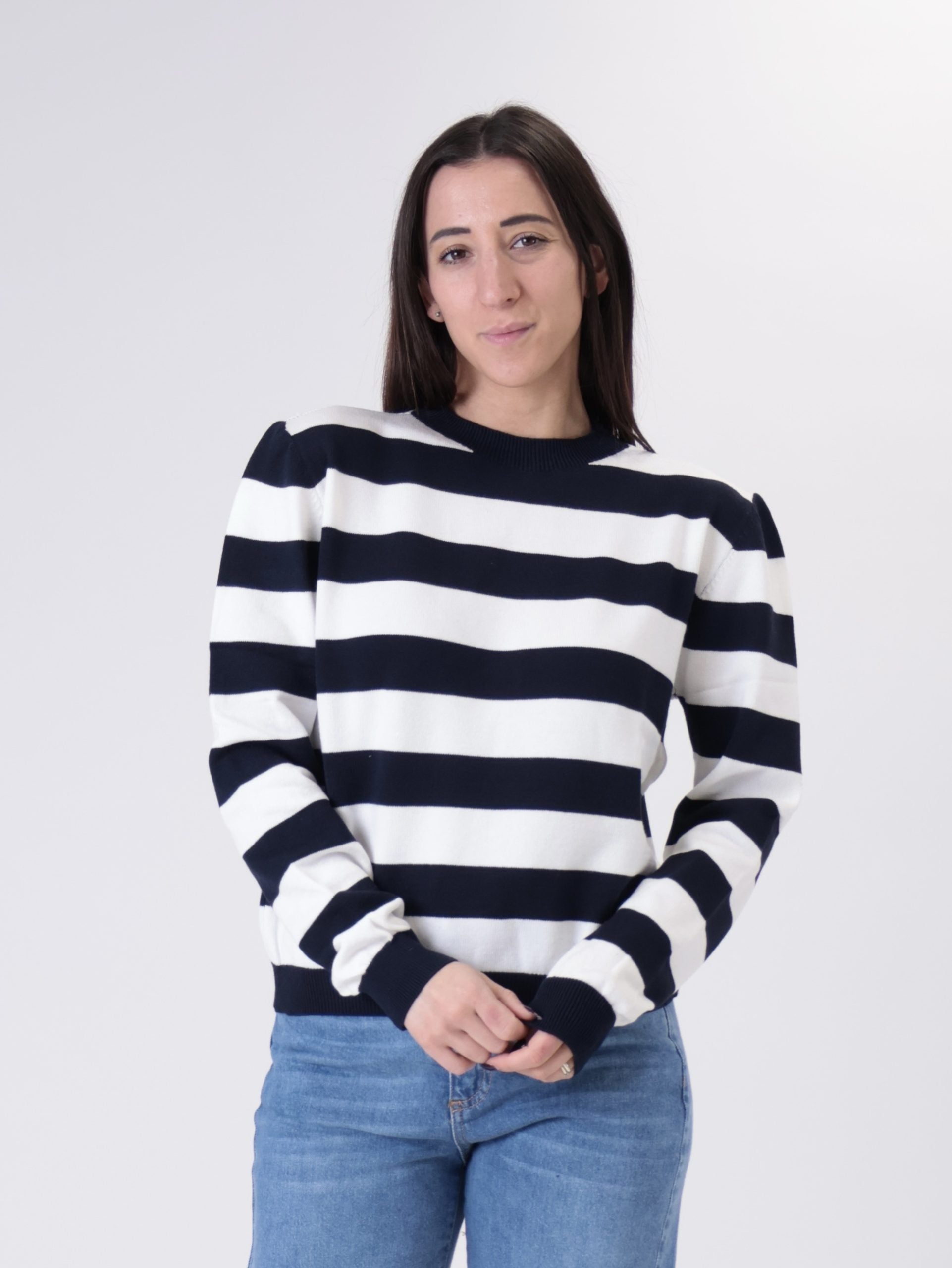 Girocollo riga blu/bianco