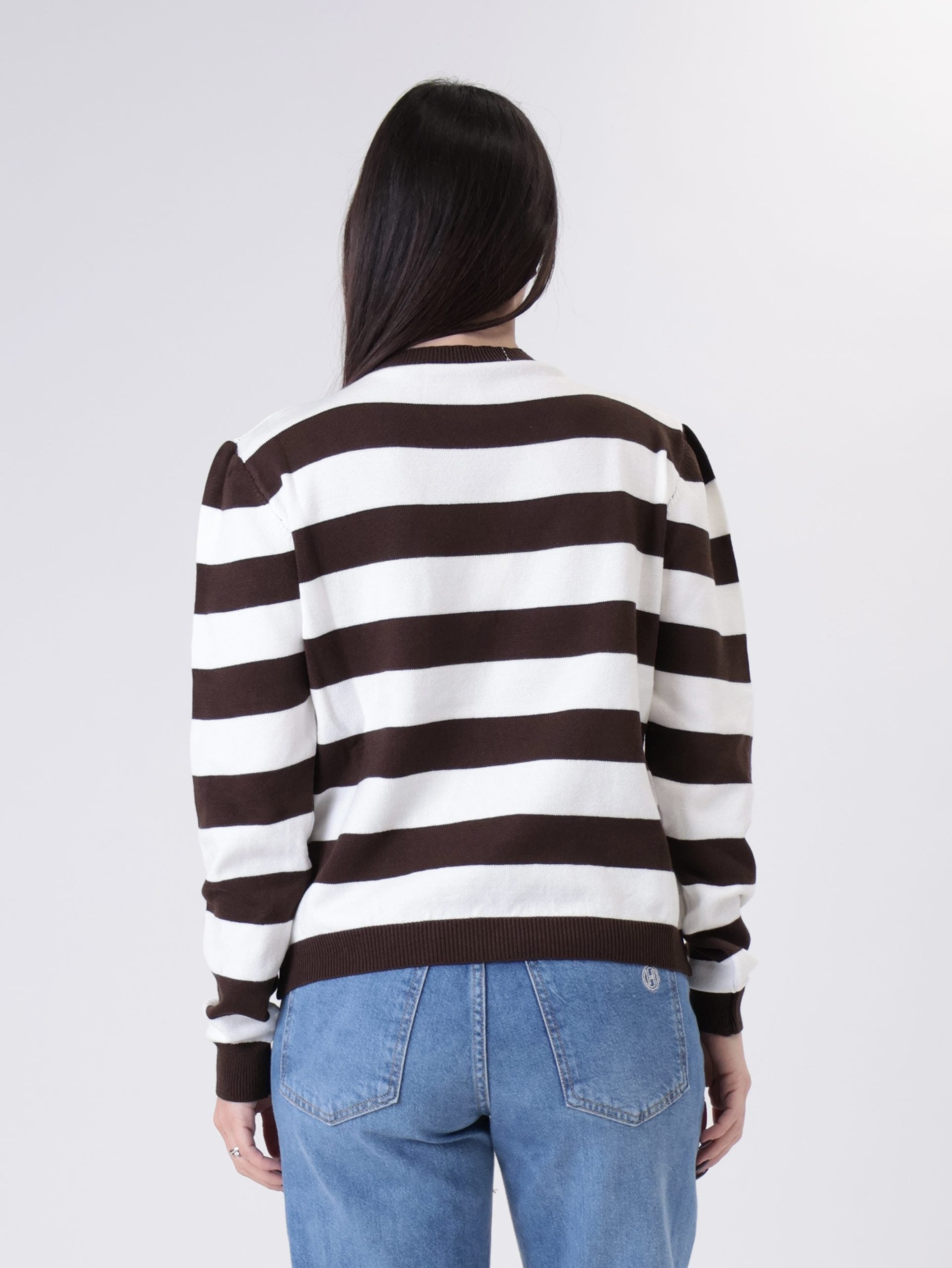 Brown/white striped necklace