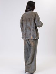 Giacca denim spalmata