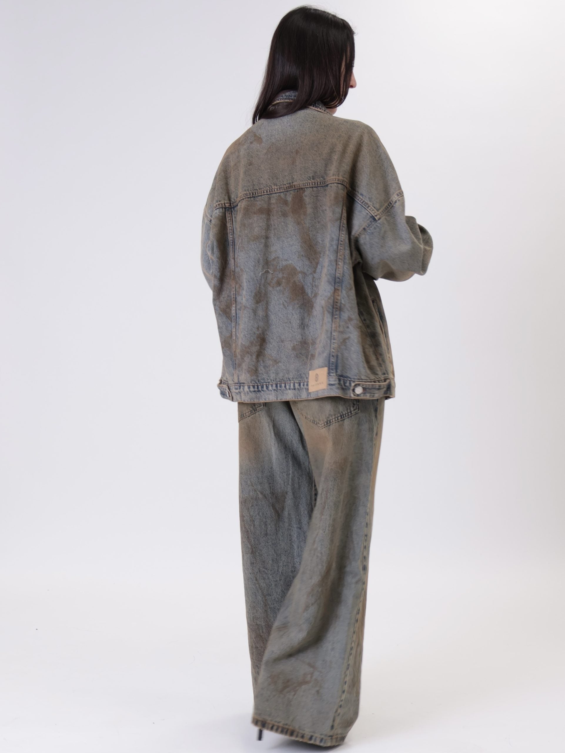 Giacca denim spalmata
