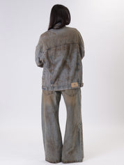 Giacca denim spalmata