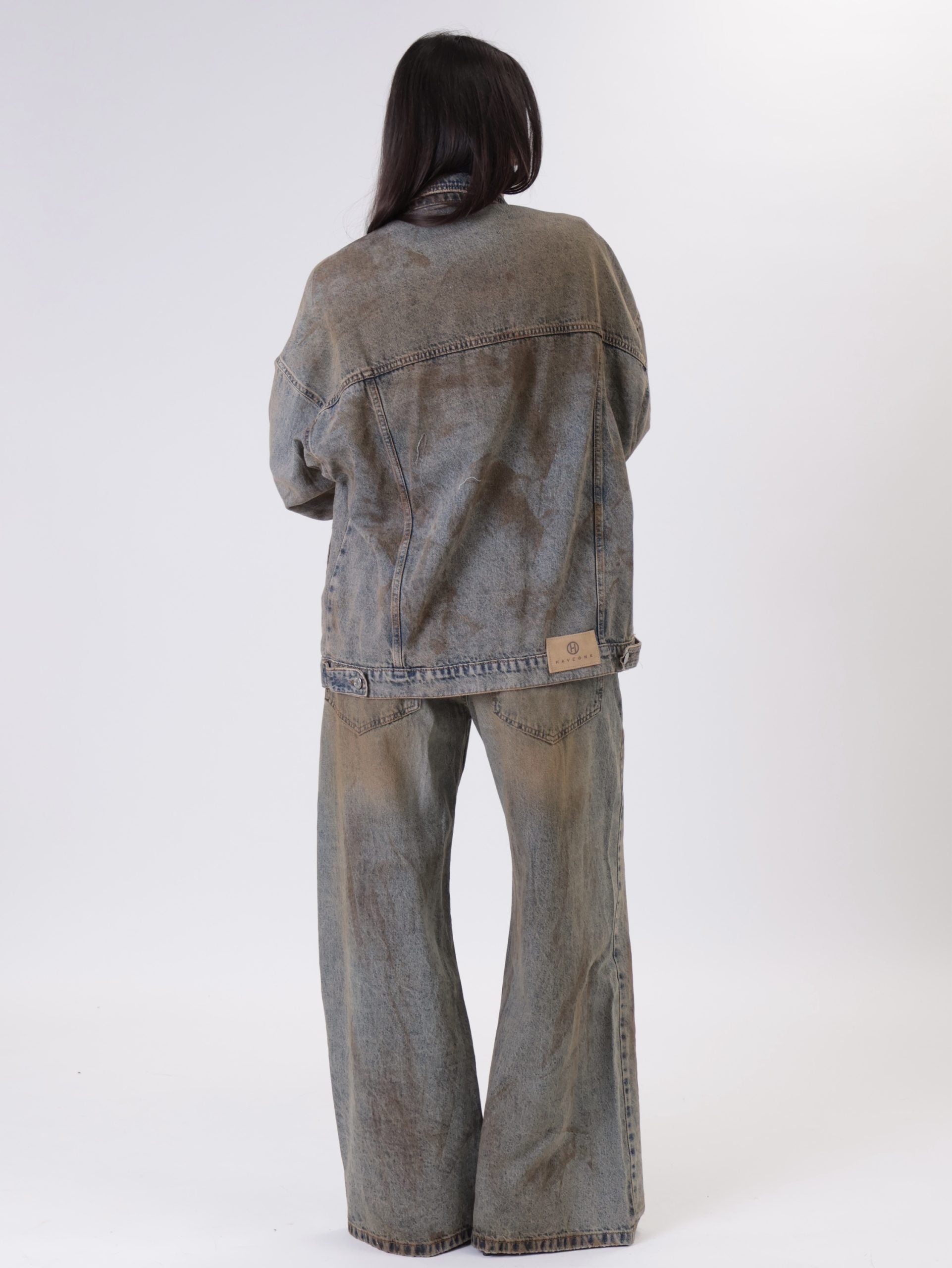 Giacca denim spalmata