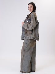 Giacca denim spalmata