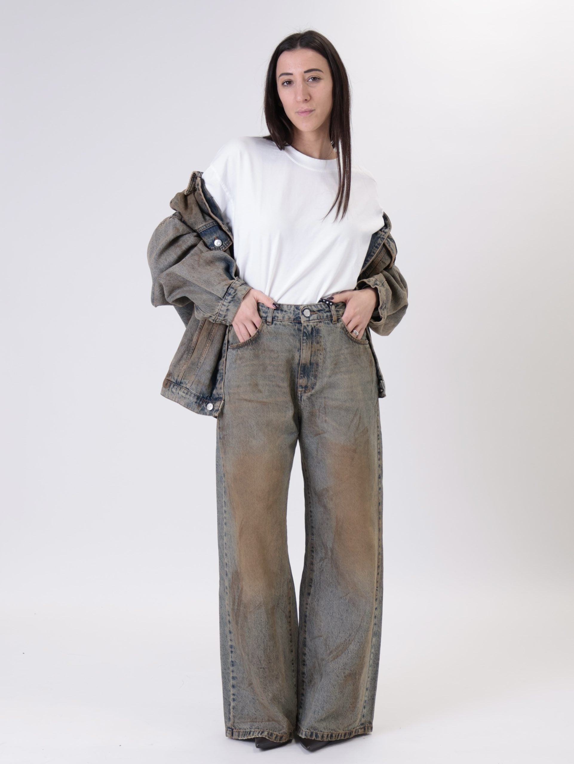 Giacca denim spalmata