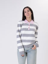 Polo riga grigio/bianco