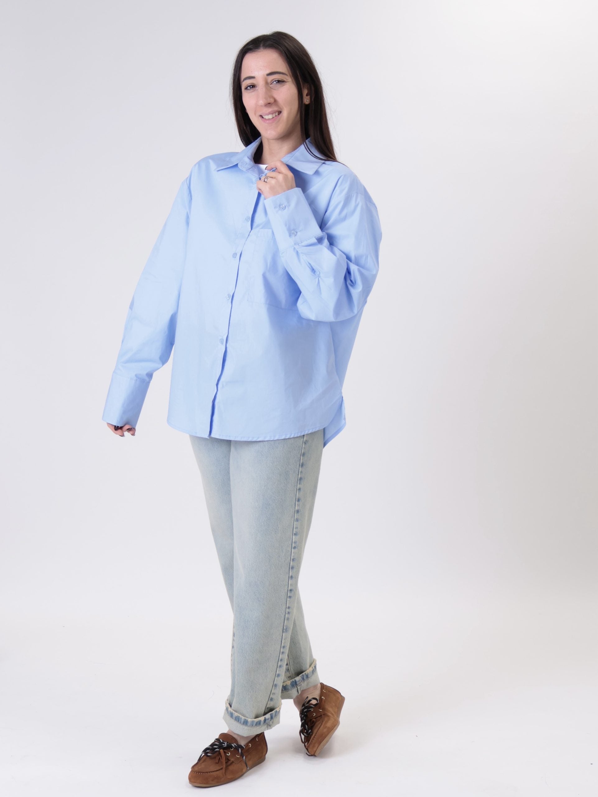 Light blue shirt with side slit