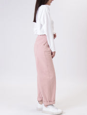 Egg-shaped trousers pink stitching