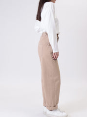 Egg-shaped trousers, sand stitching