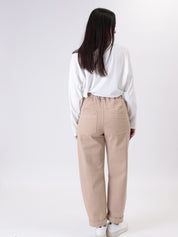 Egg-shaped trousers, sand stitching