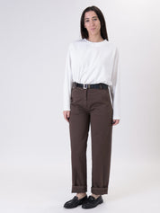 Coffee cotton trousers