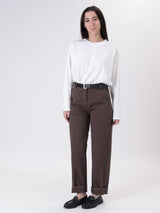 Coffee cotton trousers